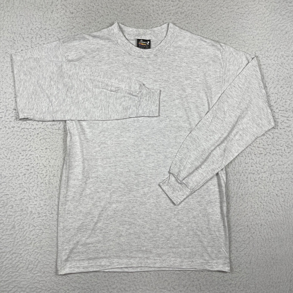 Skimmers T Shirt Mens L Gray Long Sleeve Cotton Vintage 90s Minimalist Basic
